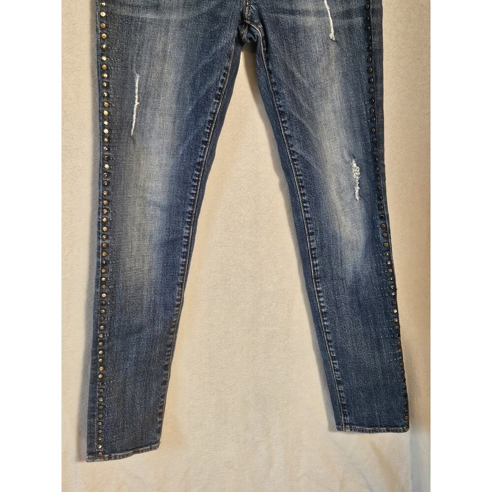 GRAY Saks Fifth Avenue Studded Skinny Jeans Medium Wash Distressed Women's - Picture 3 of 16